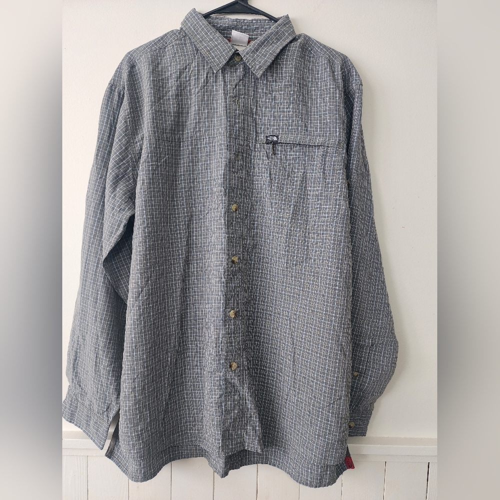 The North Face, Size L, Men's Gray Checkered Shirt